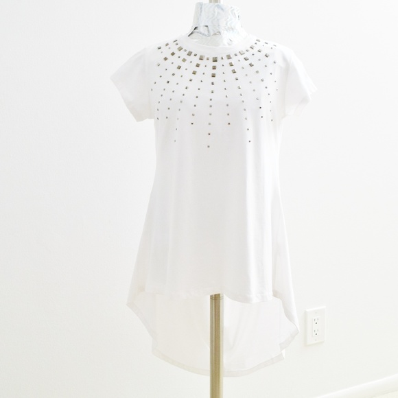 NEW MONTE CERVINO White High Low Cut-out Mirrored Dress | Size M - Picture 6 of 8